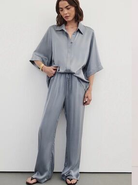 NWT DISSH Percy Dusty Blue Silk Pant